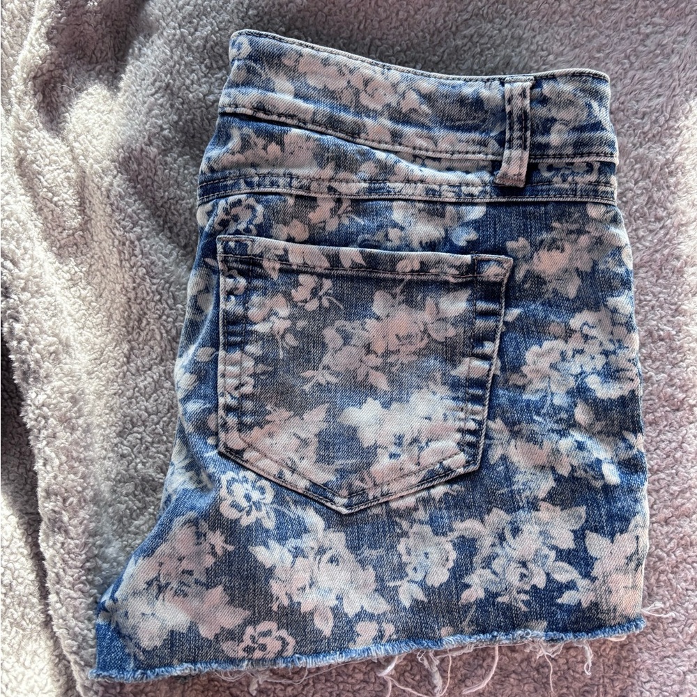 Rewash Blue Denim Skirt with Abstract Pattern
